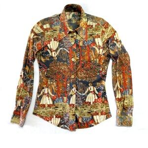 Vintage Patterned Button-Up Shirt